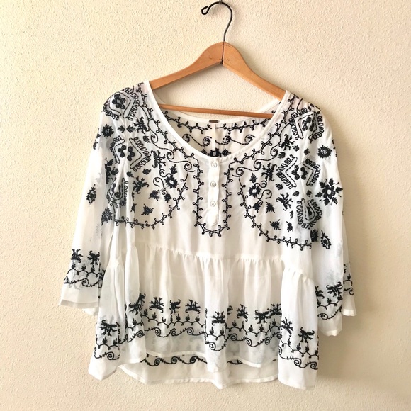 Free People Tops - Free People Embroidered Top Size Small